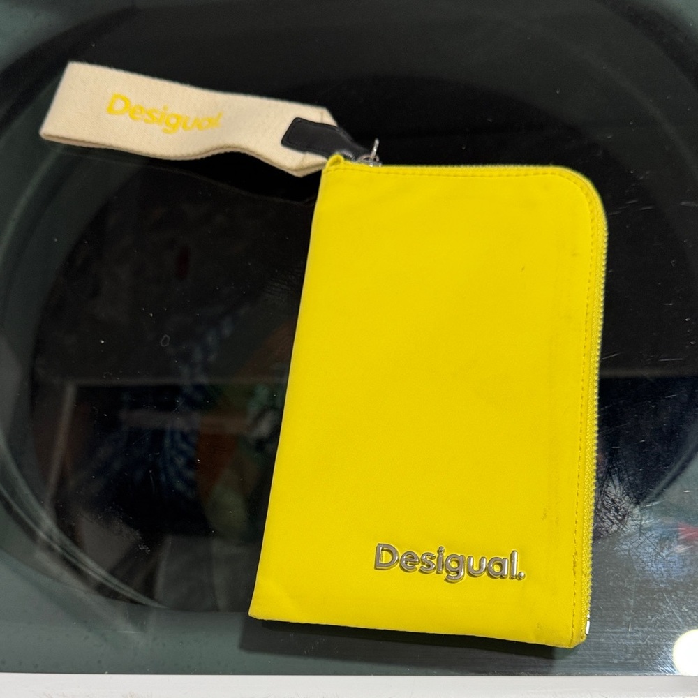 Desigual Vibrant Yellow Zip Wallet with shoulder strap